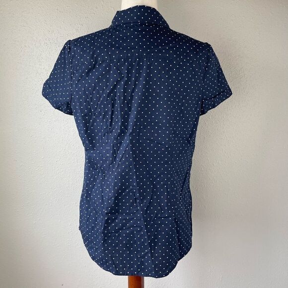 Croft & Barrow Blue and White Polka Dot Button Down Shirt Size M EUC - Picture 5 of 8